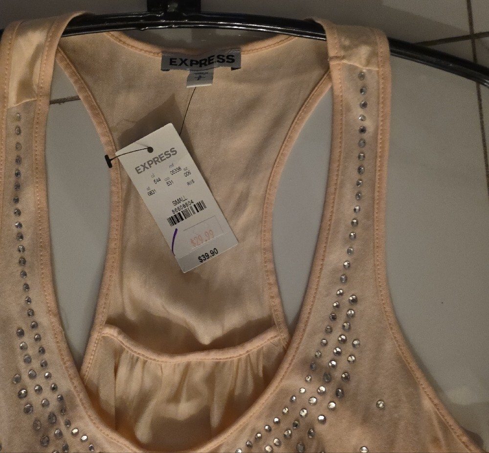 Express Peach Rhinestone Racerback Tank - Picture 2 of 3
